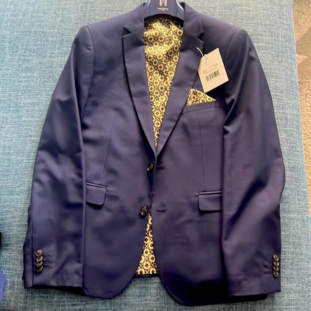 NAVY Harry brown slim fit suit jacket and waistcoat . BRAND NEW